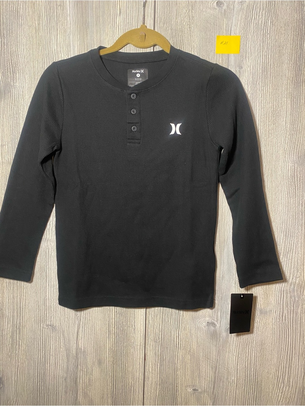 Boys 8-20 Hurley Long Sleeve Thermal
Waffle Henley Top Color: Black Size: SMALL